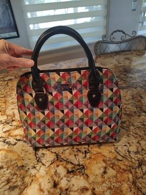 Colorful Geometric Satchel with Black Trim by Signare